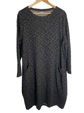 Niche Nilgun Derman Angles Knit Patterned Dress Front Pockets Size XXL